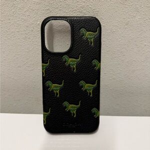 iPhone 16 Coach Rexy Print Leather Phone Case - Green Accent